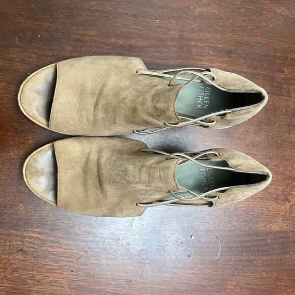 Eileen Fisher Womens Brown Sandals 7.5 Leather Heels Open Toe Classic Boho Fairy - Picture 5 of 9